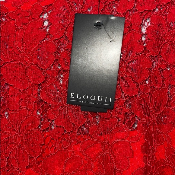 Eloquii Red A-Line Midi Dress with Bishop Sleeves - Picture 3 of 13